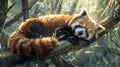 Enchanting red panda in bamboo tree photorealistic masterpiece of nature s beauty Royalty Free Stock Photo