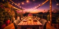 An enchanting and refined dining setup on a luxurious terrace