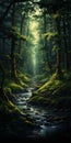 Enchanting River In Green Woods: Dreamlike Illustration By Raphael Lacoste