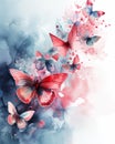 This enchanting scene features an abstract array of multi-colored butterflies, creating a whimsical dance of vibrant hues that