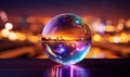 Enchanting crystal ball in city night view