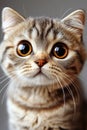 Enchanting Scottish Fold Cat with Captivating Eyes and Graceful Posture on a Clean Grey Surface Royalty Free Stock Photo