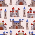 Enchanting Seamless Pattern Showcasing A Variety Of Majestic Castles, Transporting You To A World Of Fairy Tales