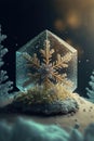 Enchanting Snowflake - AI Generated Macro Photography Illustration 015