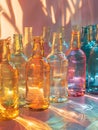 Enchanting Solarization of Kitchen Glass Bottles Royalty Free Stock Photo