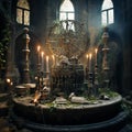 Enchanting Spellcasting: Witches and Wizards Weaving Magic in a Medieval Chamber