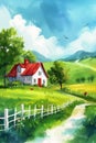 The Enchanting Storybook House: A Colorful Panoramic View of a C Royalty Free Stock Photo