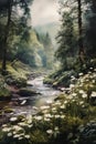 The Enchanting Stream in the European Forest
