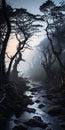Enchanting Stream: A Hauntingly Beautiful Journey Through A Dark Forest