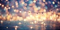 Enchanting string lights and glowing bokeh background for festive designs. Generative AI Royalty Free Stock Photo