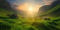 Enchanting Sunrise Energizes The Serene Green Valley With Vibrant Optimism