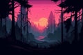 Enchanting Sunset in Dark Forest