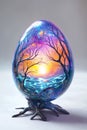 Enchanting Sunset Landscape Inside a Resin Egg Art Decor Royalty Free Stock Photo