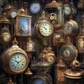 Enchanting Time-Travel Experience with Vintage Clocks Royalty Free Stock Photo