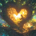 Enchanting Tree Heart Castle, 3D Fantasy Artwork