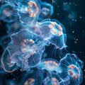 Enchanting underwater ballet translucent jellyfish gliding gracefully in the ocean depths