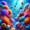 Enchanting Underwater Wonderland: AI-Generated Coral Reef Royalty Free Stock Photo