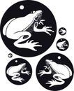 Beautiful handdrawn cartoon illustration of amazing and unique frogs lack circles colony.cdr