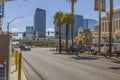 Enchanting view of Las Vegas Strip with cars driving along iconic boulevard set against backdrop of towering casino hotels Royalty Free Stock Photo