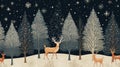 Christmas trees, reindeer, and stars in a seamless pattern on a neutral light color or dark color background