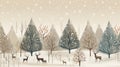 Christmas trees, reindeer, and stars in a seamless pattern on a neutral light color or dark color background