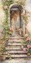 Soft And Dreamy House Painting With Potted Roses