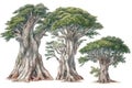 Enchanting Watercolor Yew Tree Forest Collection .