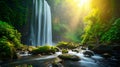 Enchanting Waters: The Splendor of a Waterfall Oasis./n Royalty Free Stock Photo