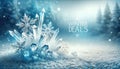 Enchanting Winter Crystal Landscape with Snowflakes for Seasonal Promotions, AI Generated