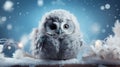 Enchanting Winter Forest with Baby Owl AI Generated