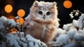 Enchanting Winter Forest with Baby Owl AI Generated