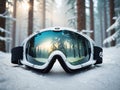 Enchanting Winter Forest through Ski Goggles.AI Generated