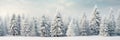 Enchanting winter landscape with snow covered fir branches and captivating magical ambiance