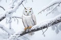 Enchanting Winter Owl: Wildlife Wonderland in a Snowy Landscape.