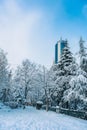 Enchanting Winter Scenery: Kulesite Building in Konya on a Snowy Day