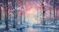 Enchanting Winter Wonderland: A Bubbly Tapestry of Snowy Streams