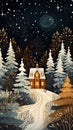 Enchanting Winter Wonderland: A Cozy Cabin Amidst a Shimmering F