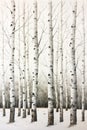Enchanting Winter Wonderland: A Grisaille Birch Tree Forest Desi Royalty Free Stock Photo