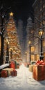 Enchanting Winter Wonderland: A Magical Blend of Snowy Streets