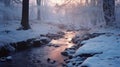 Enchanting Winter Wonderland: A Photorealistic Sleet Scenery Captured On 35mm Kodak Film Royalty Free Stock Photo