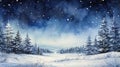 Enchanting Winter Wonderland: A Serene Night Under the Glitterin Royalty Free Stock Photo