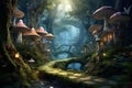 Enchanting wonderland: whimsical mushroom oasis