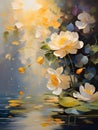 In the enchanting world of Impressionist strokes, the artist delicately composes the dance of a flower on the canvas.