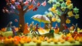 Origami Meadow Delight: Children and Rainbow in a Paper Wonderland