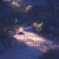 Enchanting Zen Garden Pathway Under the Moonlight Royalty Free Stock Photo