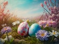 Enchantingly Colored Easter Eggs in the Garden during Spring Festivities Royalty Free Stock Photo