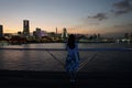 The enchantment of harbor lights. Yokohama after sunset