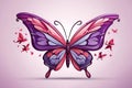 Enchantment Unveiled A Purple Butterfly Amidst a Garden of Pink Flowers