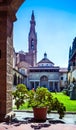 Enclosed court of Basilica di Santa Croce Basilica of the Holy Cross, Florence Firenze, Italy. Royalty Free Stock Photo