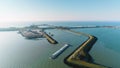 Enclosure Dam (Afsluitdijk): Large Cargo Ship with a Sluice - Friesland, The Netherlands â 4K Drone